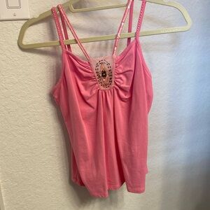Bubble gum pink embellished top
